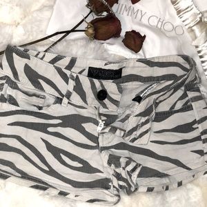 Guess Zebra Print Denim Shorts